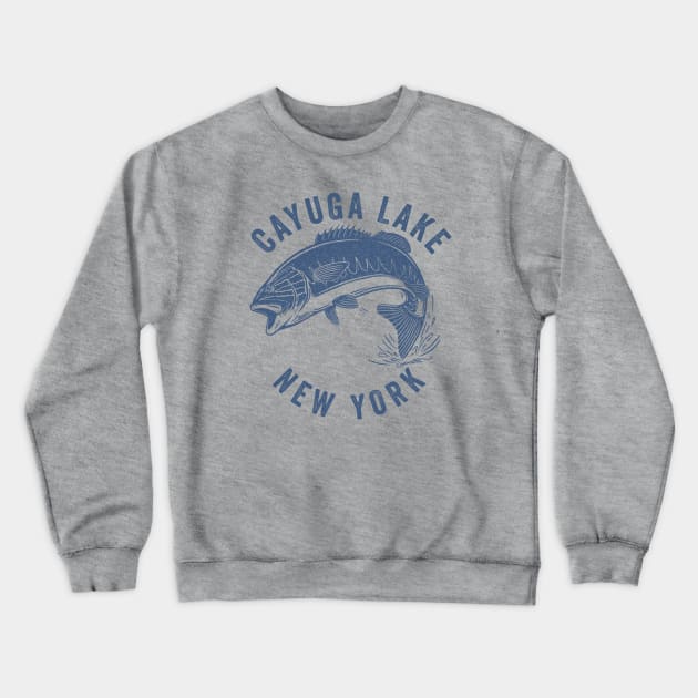 Cayuga Lake New York Fishing Crewneck Sweatshirt by Eureka Shirts
